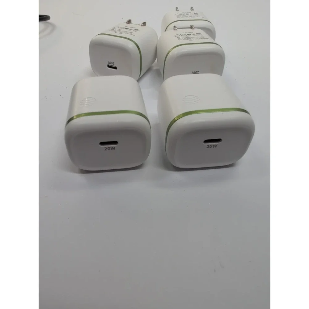 Lot of 5 AT&T Single USB-C Port 20W Power Delivery Fast Wall Charger Block White